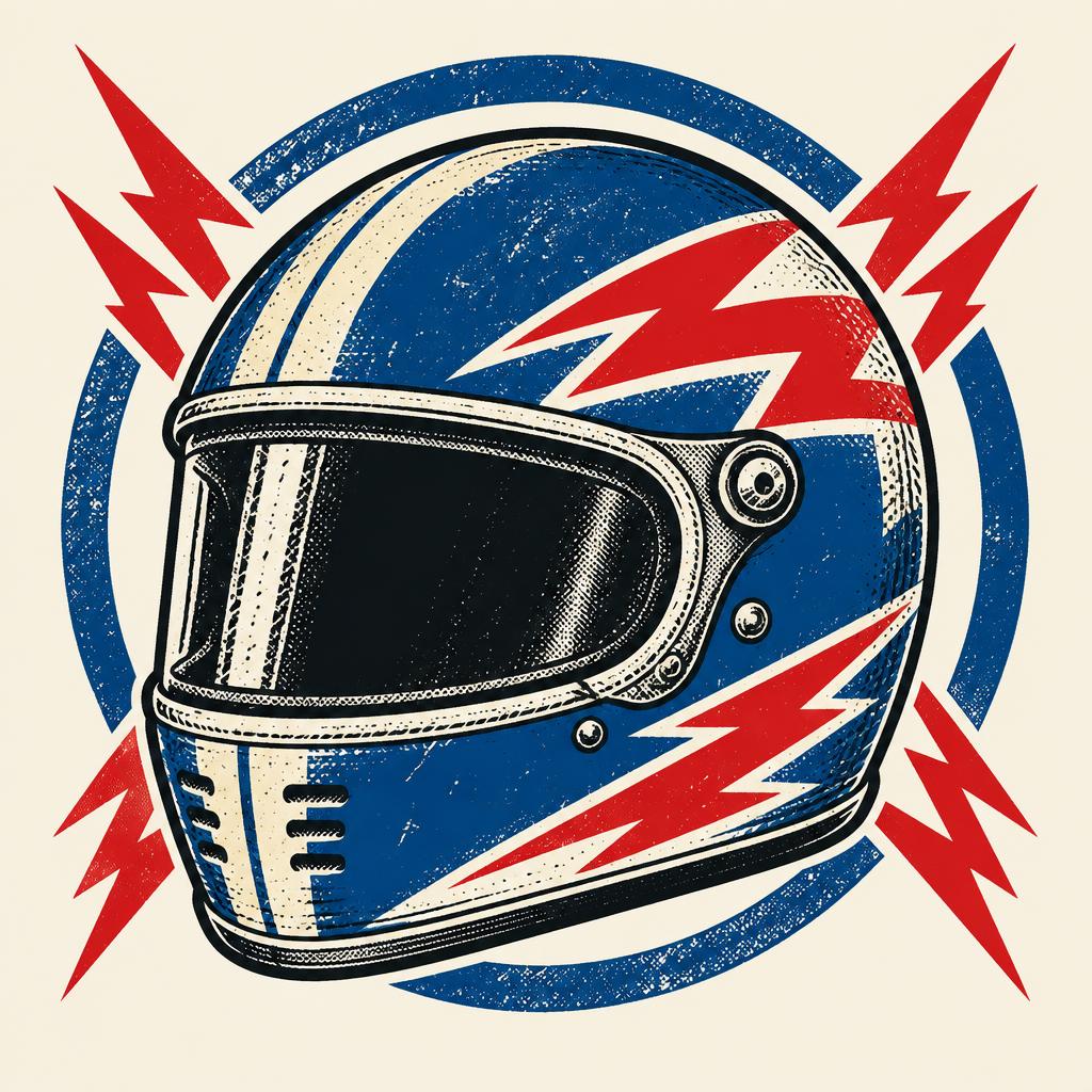 Detailed racing helmet illustration with sharp print-ready outlines